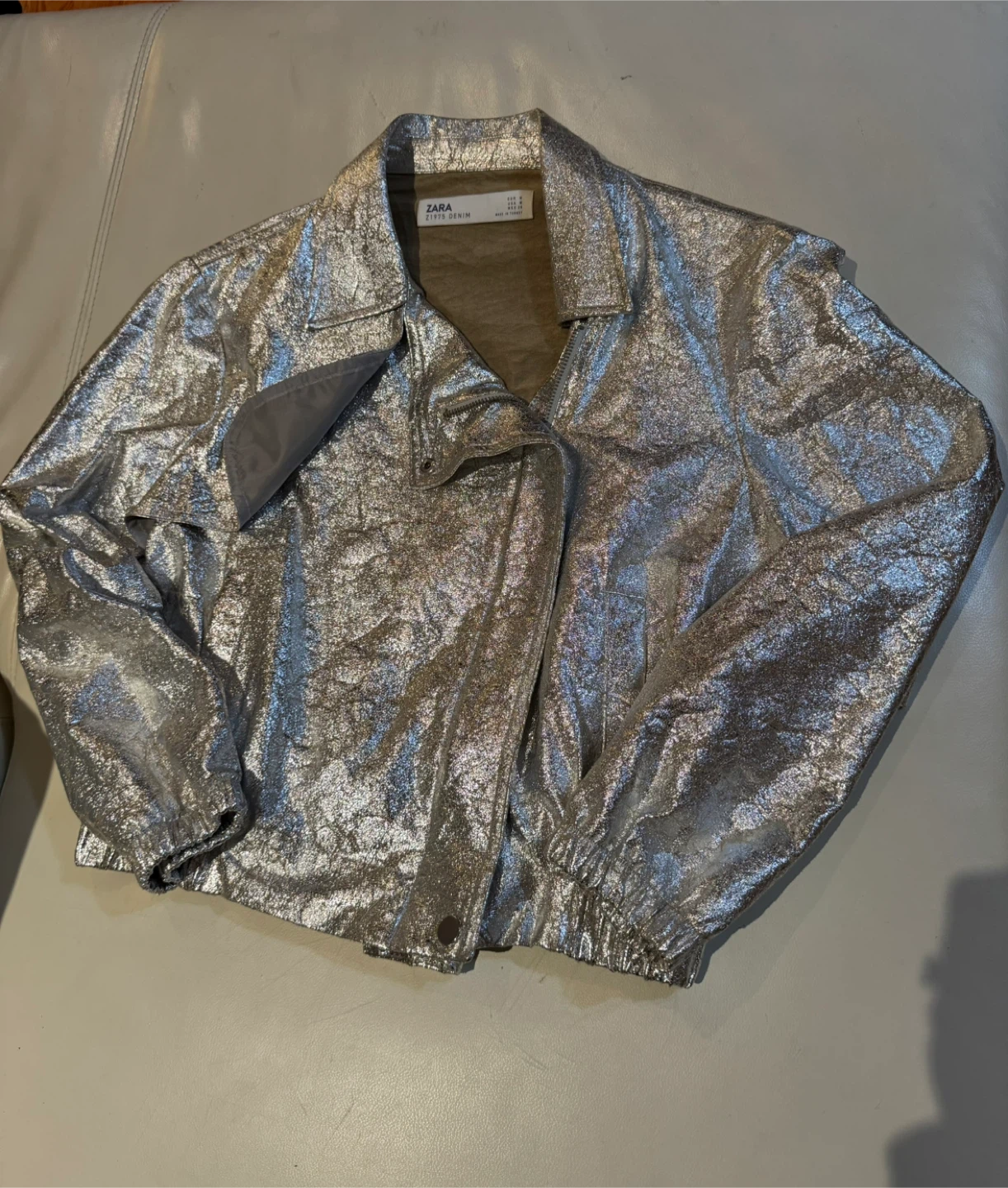 Zara  Shimmering Silver Jacket - Size M - photo 5