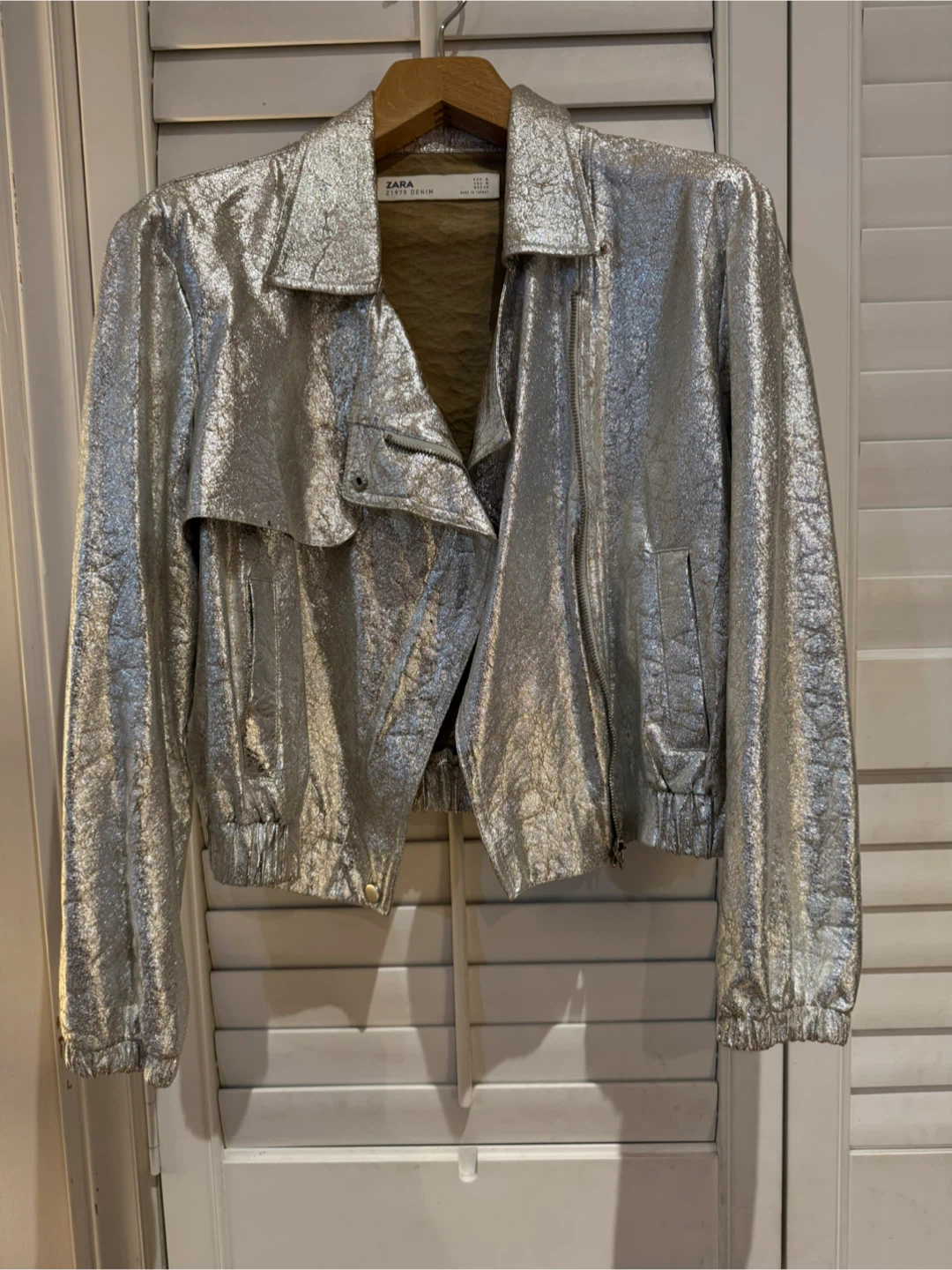 Zara  Shimmering Silver Jacket - Size M