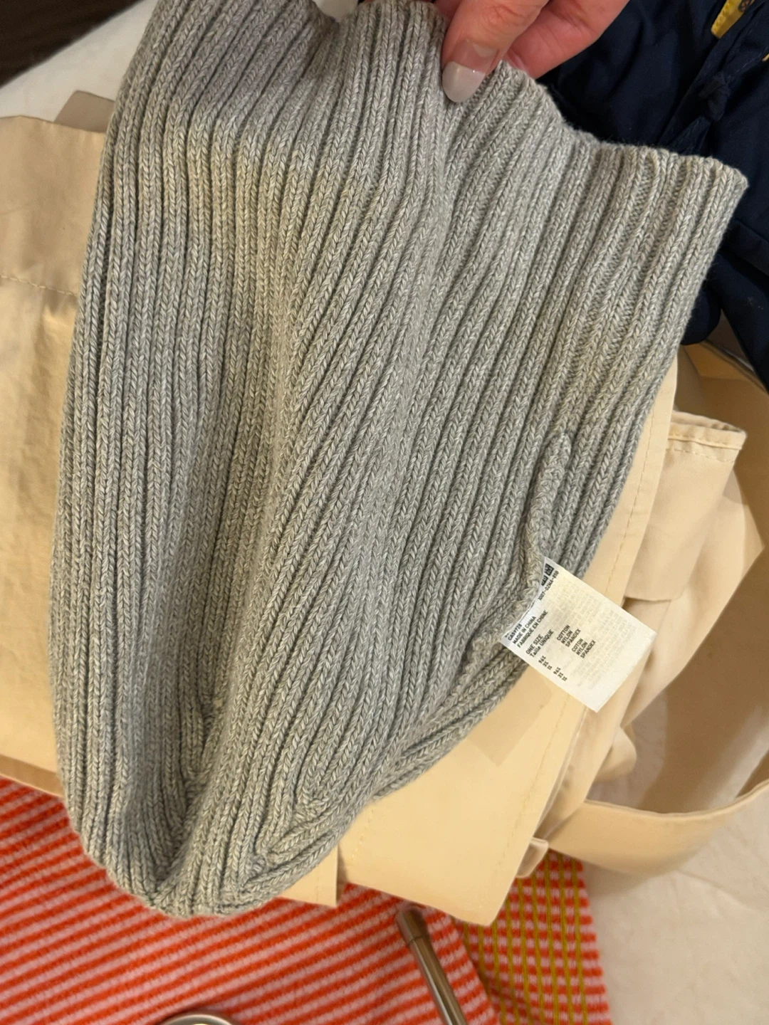 Uniqlo Grey Ribbed Knit Beanie - One Size - photo 4