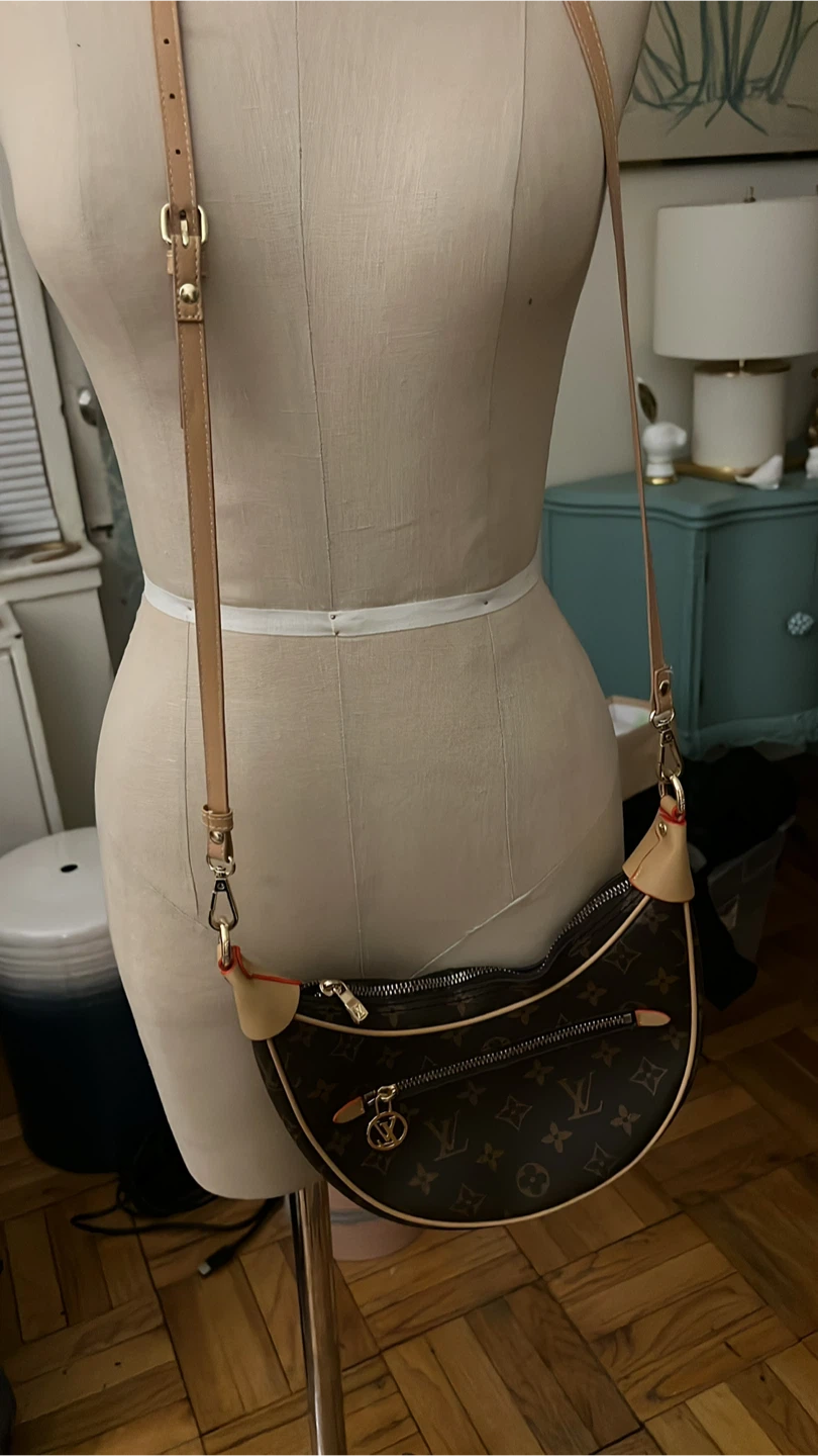 L. V.  Brown Monogram Half Moon Bag