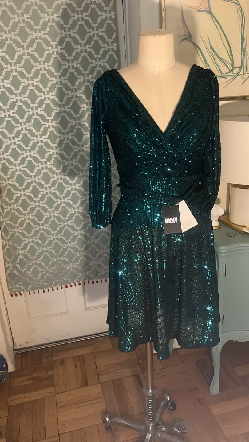 DKNY Emerald Sequin Dress - Size 2