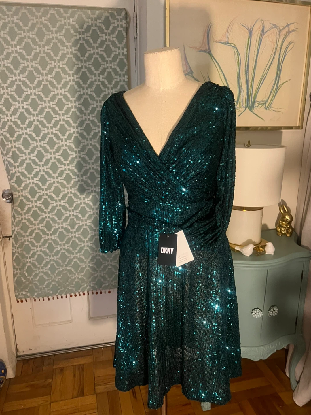 DKNY Emerald Sequin Dress - Size 2 - photo 2
