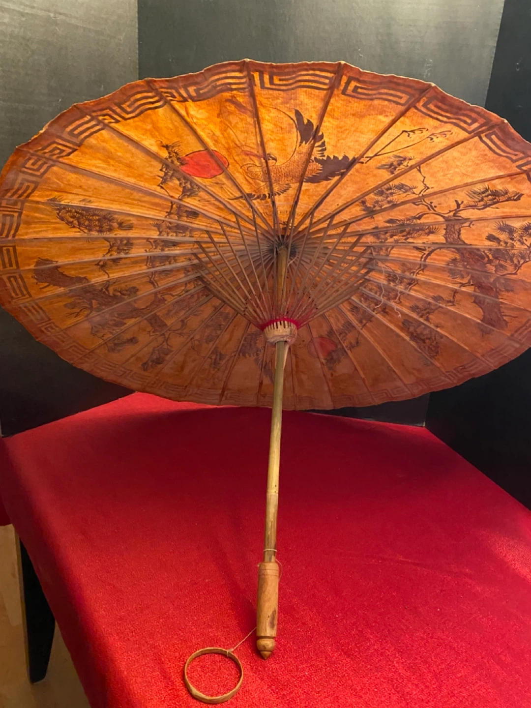 Vintage Parasol with Crane Design - photo 4