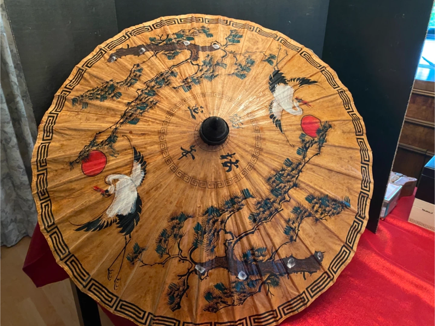 Vintage Parasol with Crane Design