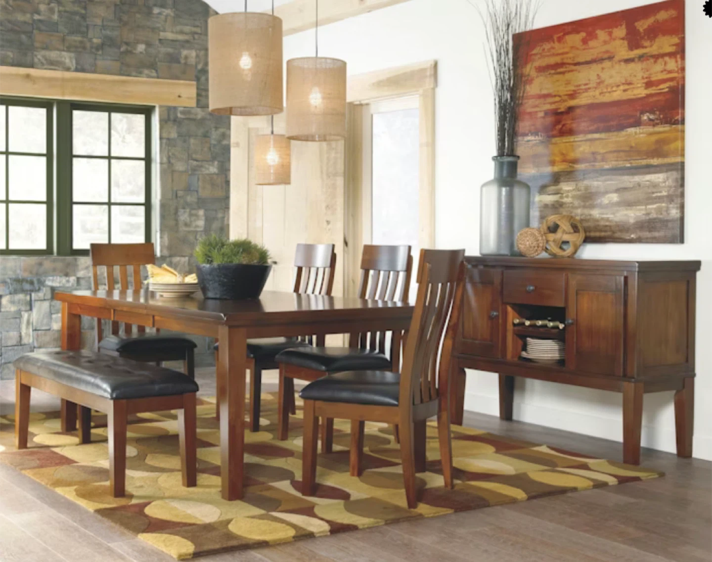 Extendable  Dining  Table, 8 Chairs & Console