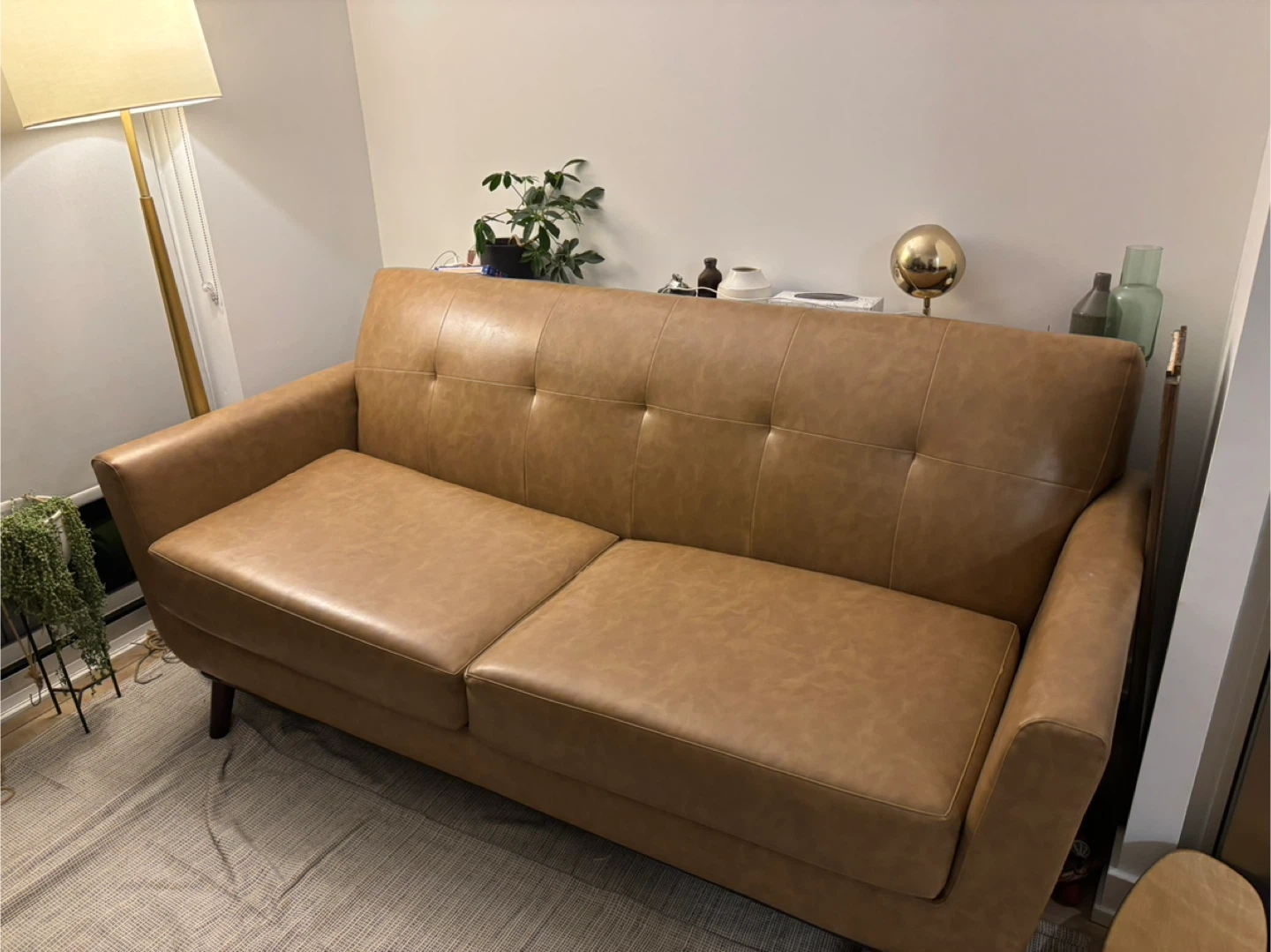 Vegan Leather Loveseat Sofa - photo 3