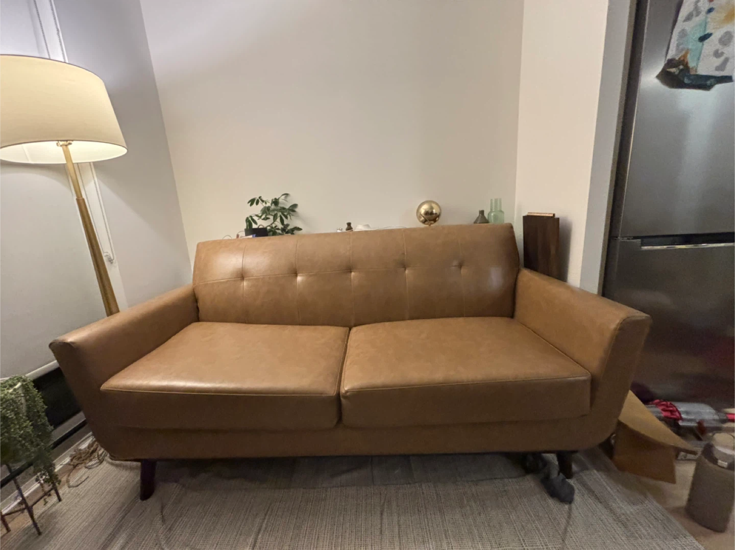 Vegan Leather Loveseat Sofa - photo 2