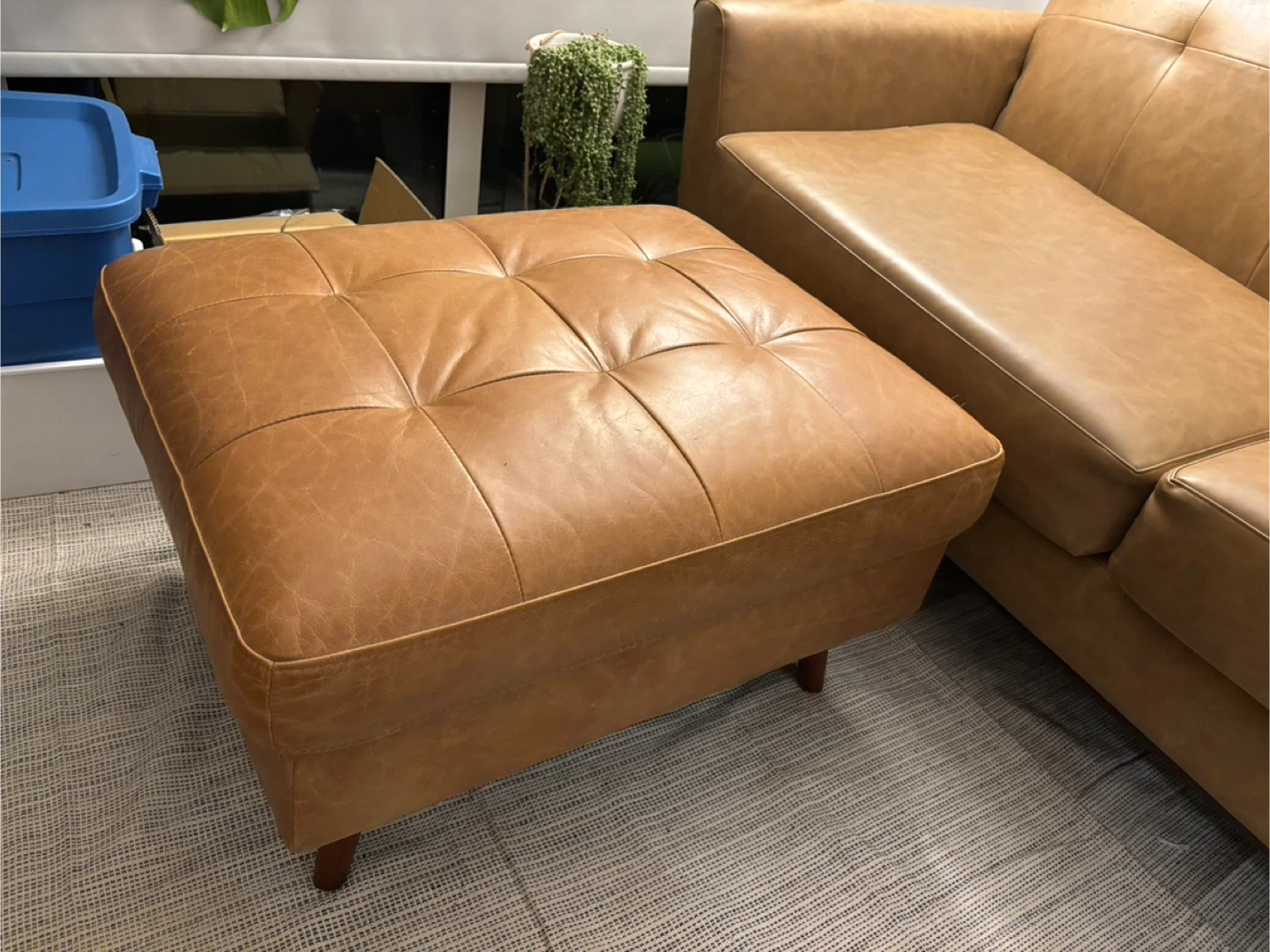 Brown Leather Ottoman