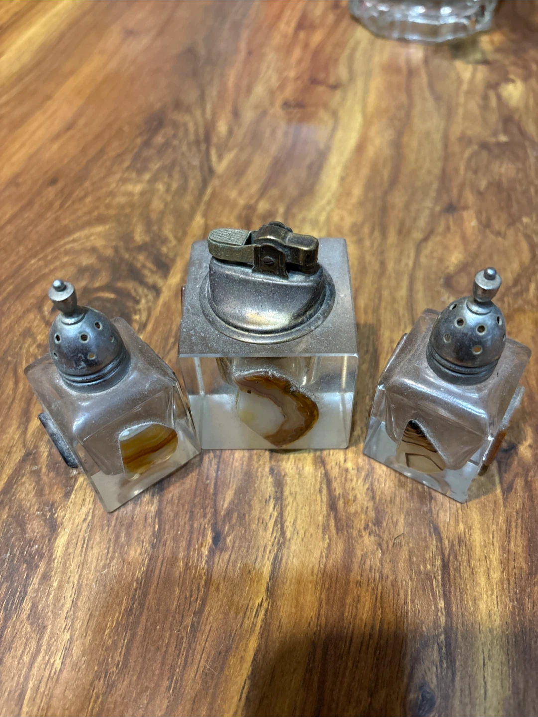Vintage Lighter and salt and pepper shakers Set