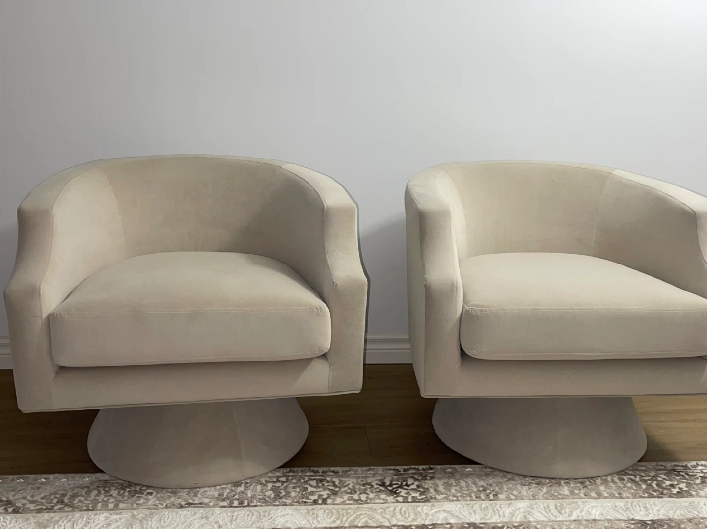 Beige Swivel Barrel Accent Chairs - Pair - photo 4