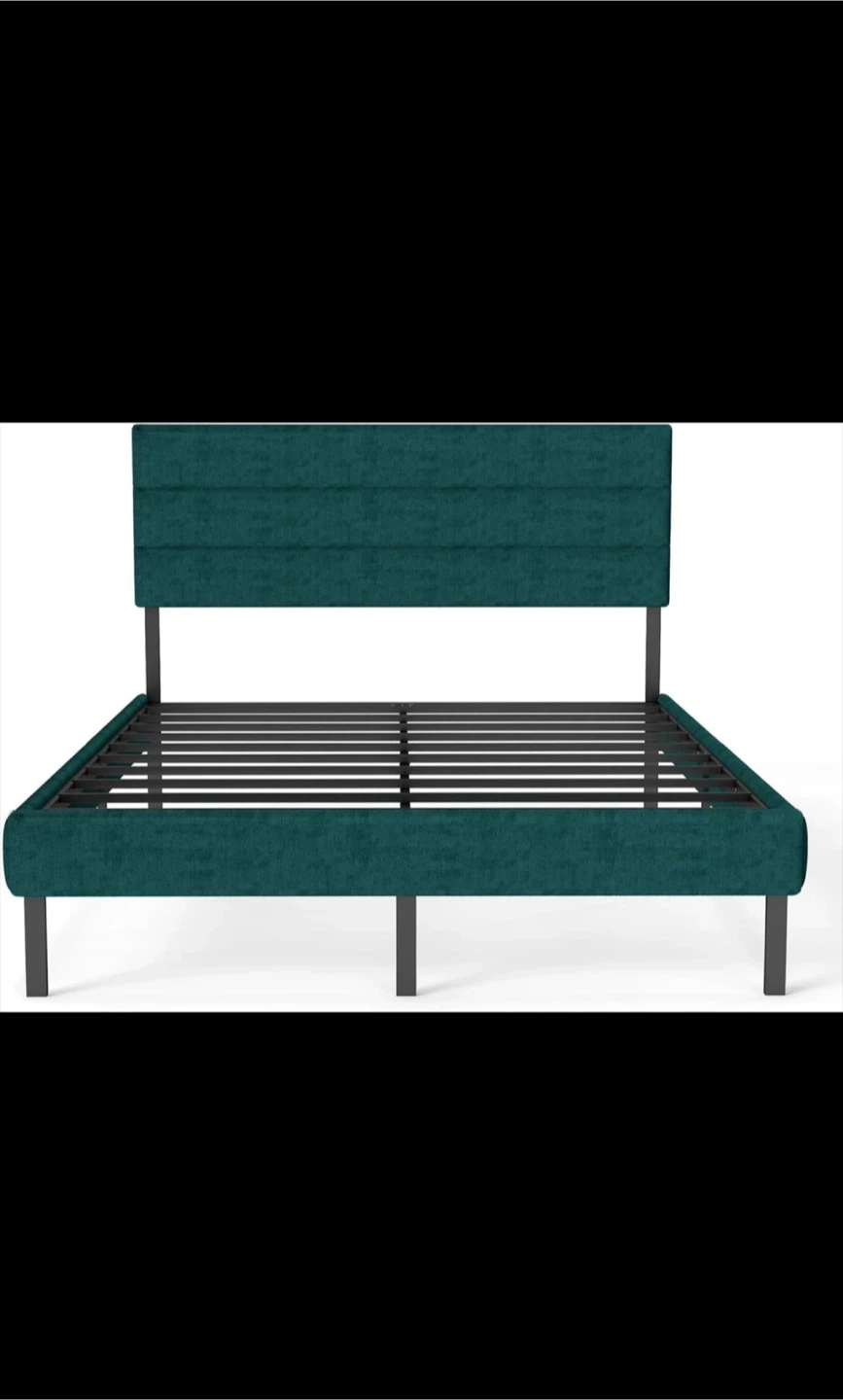 Grey Upholstered Bed Frame - Soft Headboard