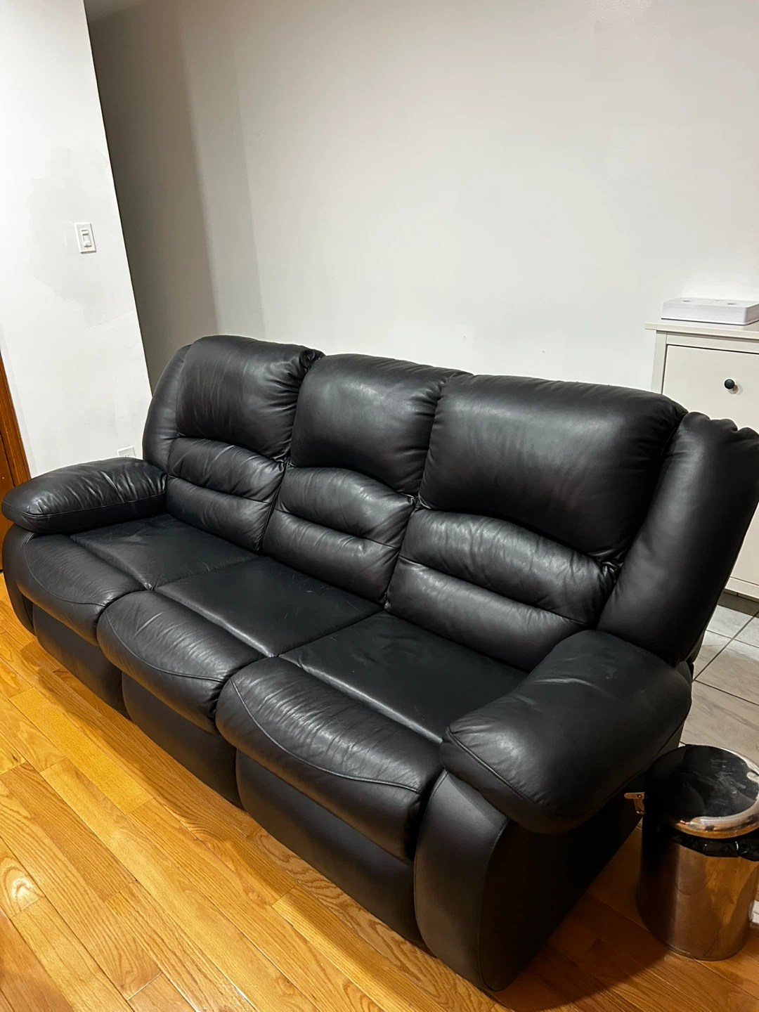 Black Leather Reclining Sofa