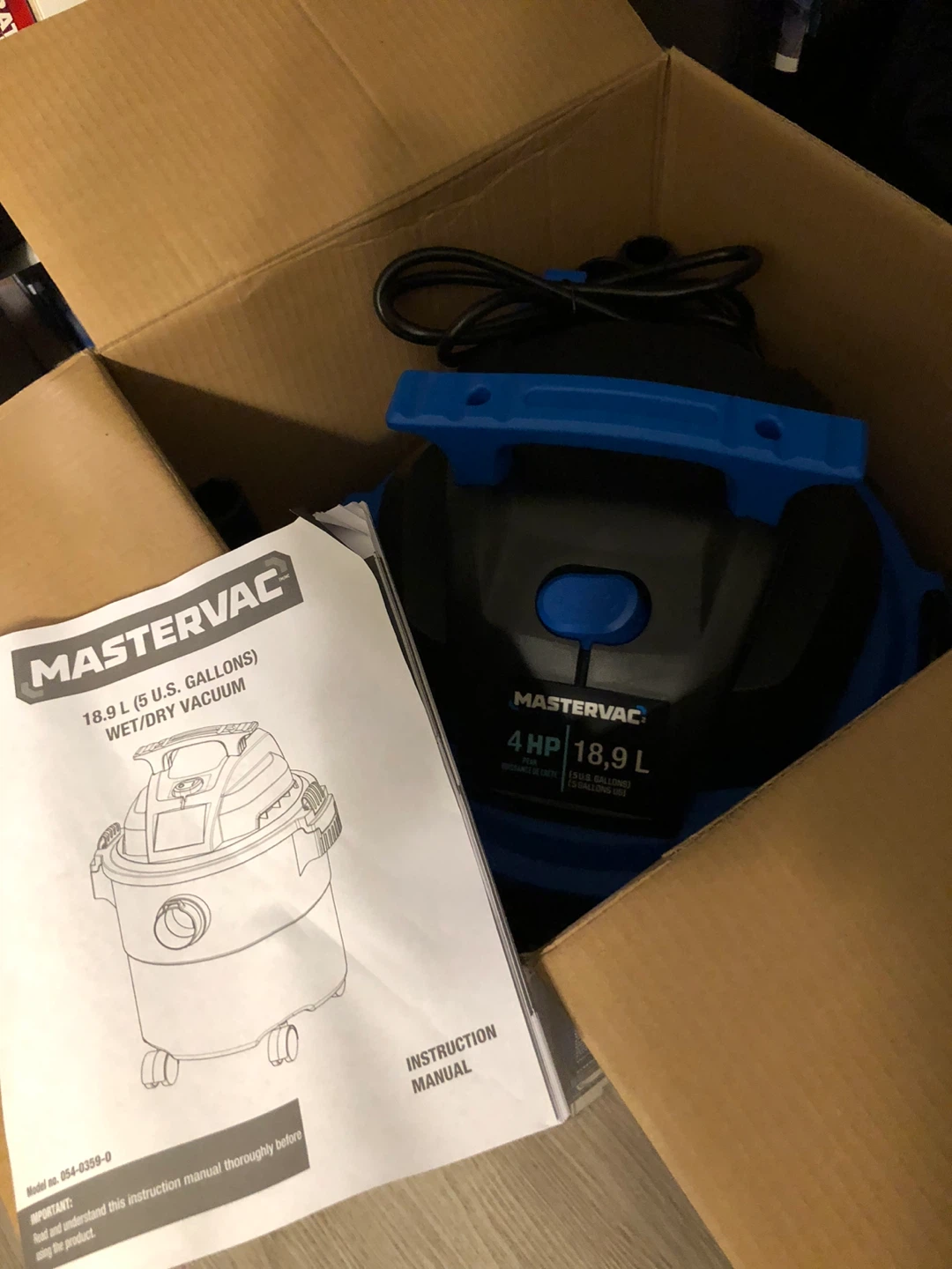 New Mastervac 18.9L Wet/Dry Vacuum new in box