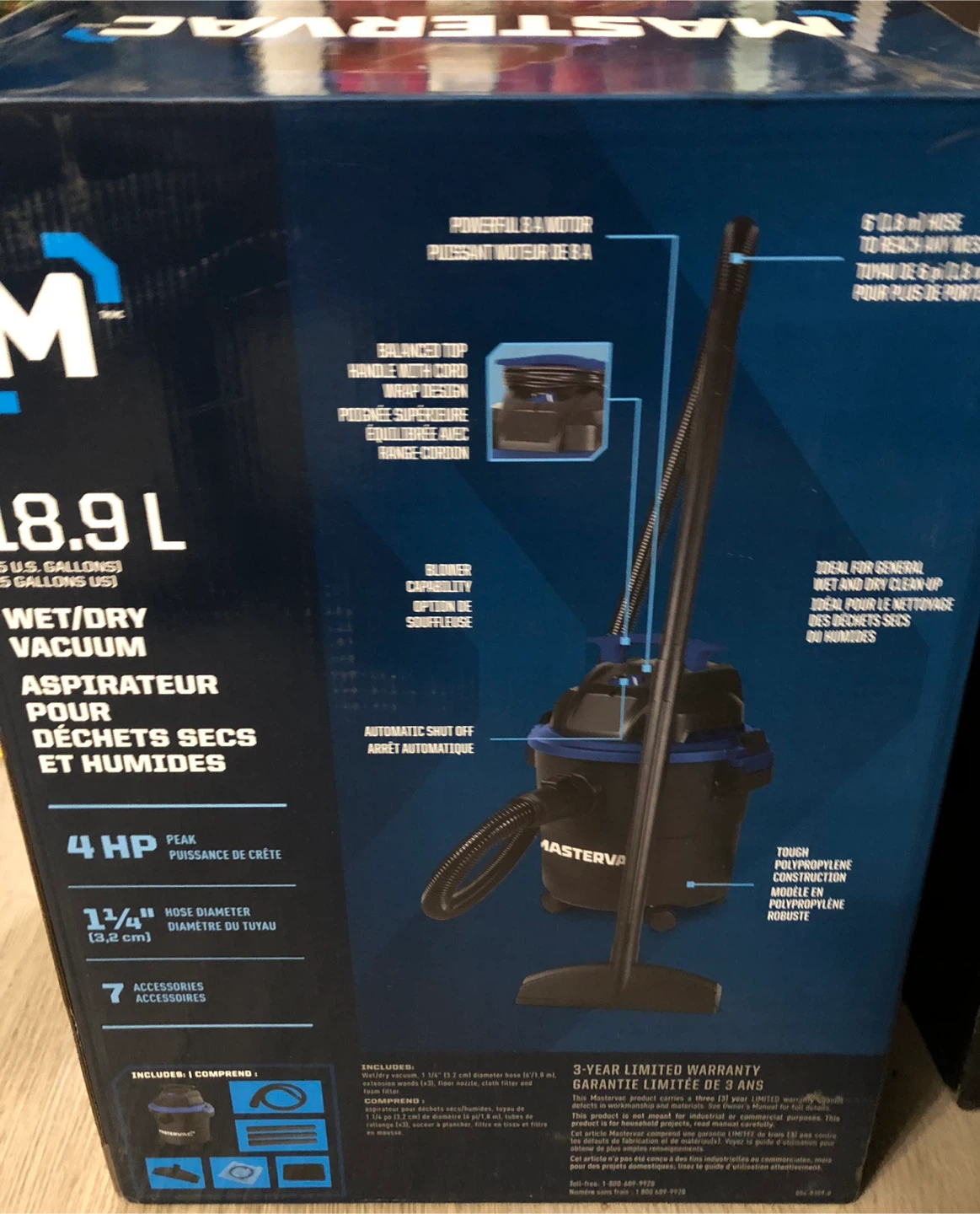 New Mastervac 18.9L Wet/Dry Vacuum new in box - photo 3