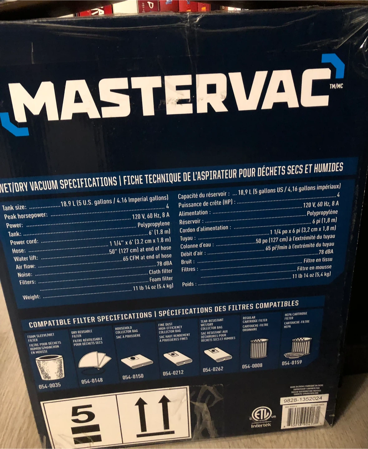 New Mastervac 18.9L Wet/Dry Vacuum new in box - photo 4