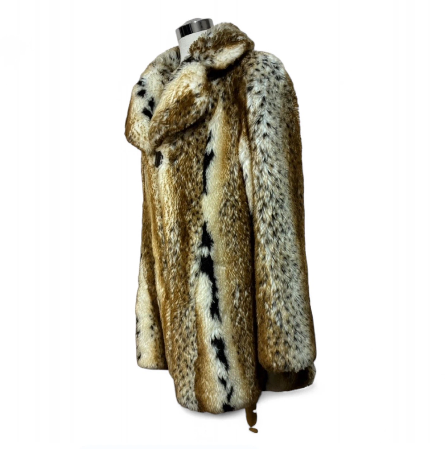 Vintage Regal Faux Fur Luxurious Lynx Animal Print Mobwife Coat - photo 3