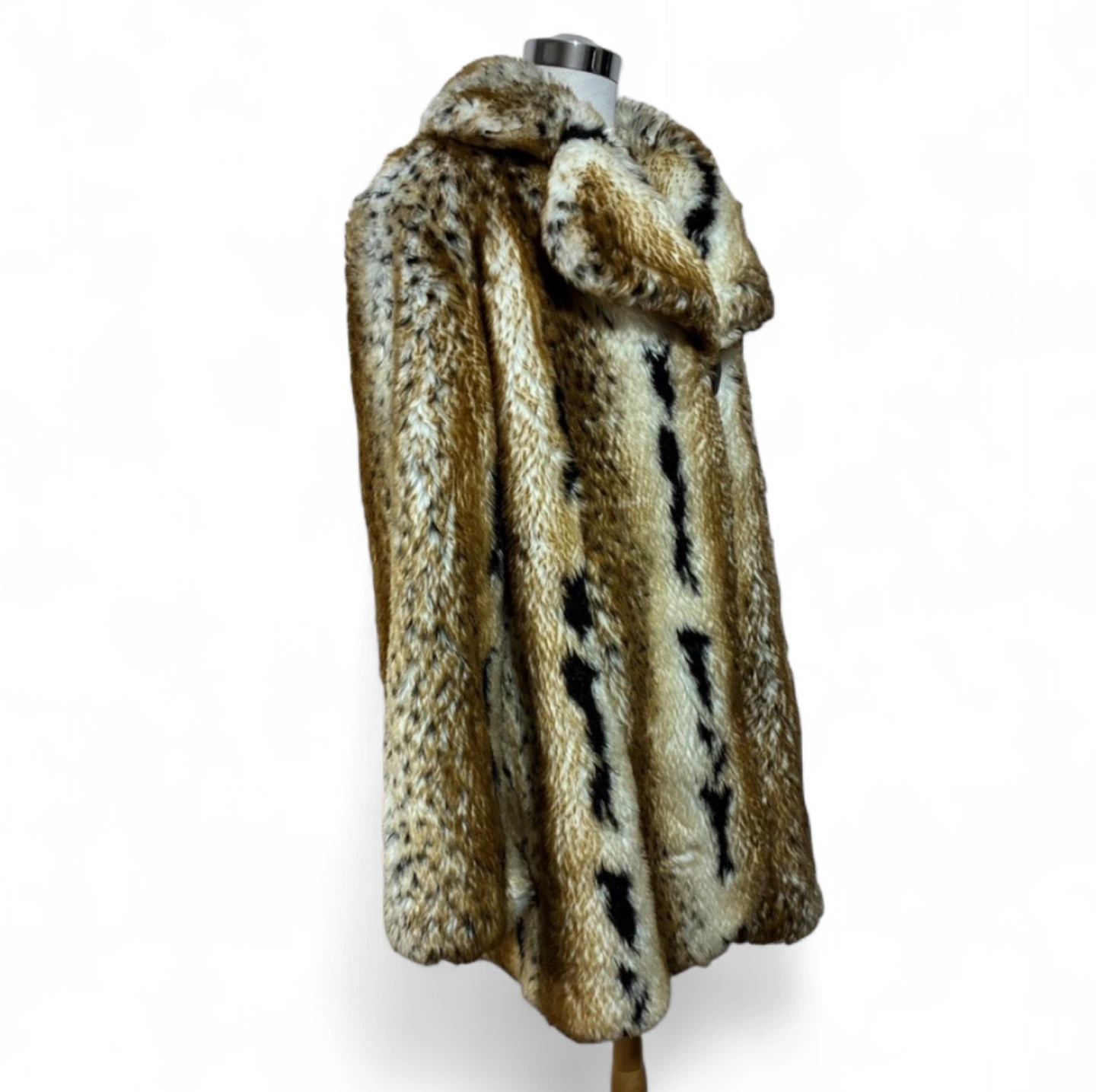 Vintage Regal Faux Fur Luxurious Lynx Animal Print Mobwife Coat - photo 5