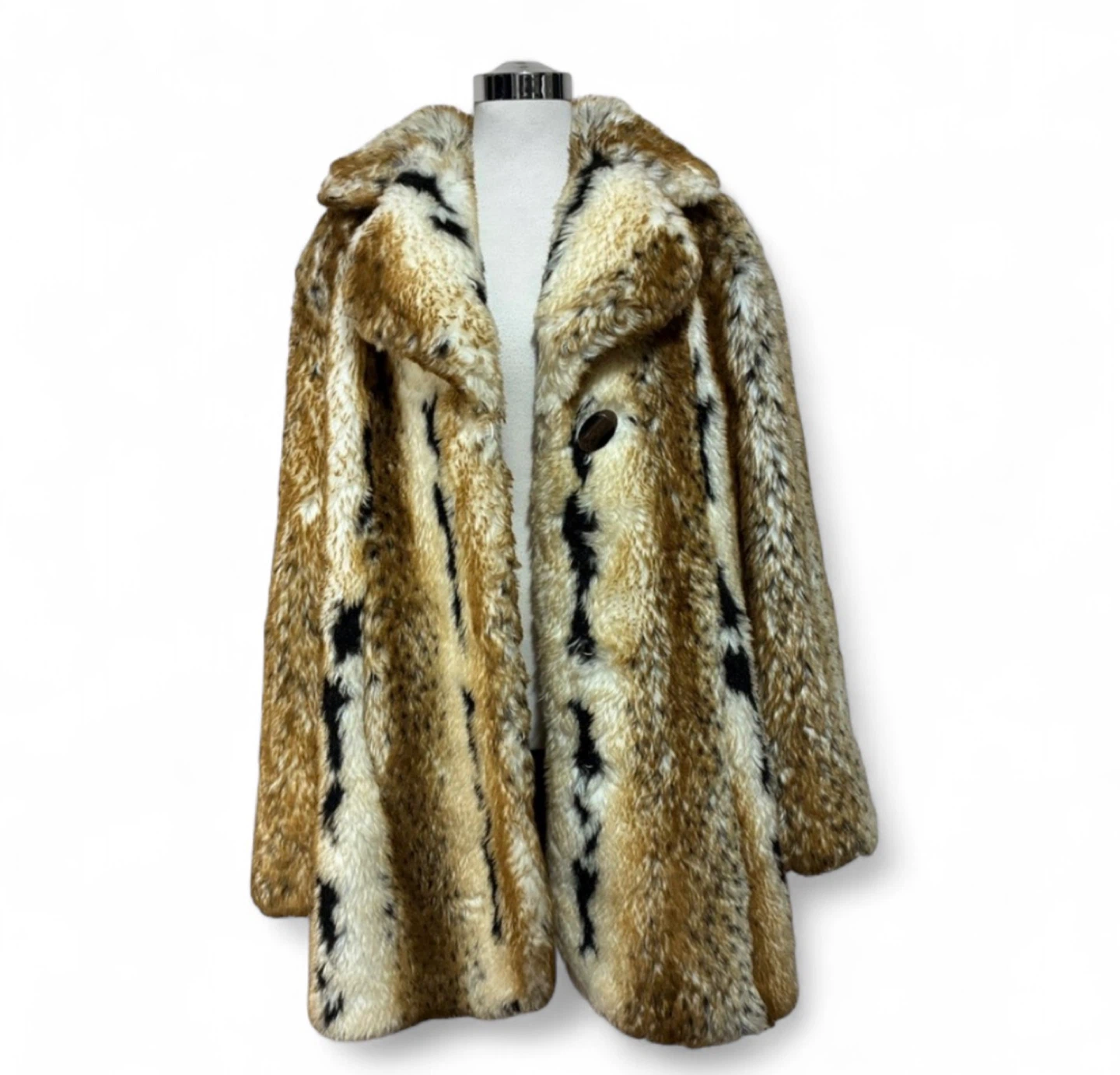 Vintage Regal Faux Fur Luxurious Lynx Animal Print Mobwife Coat