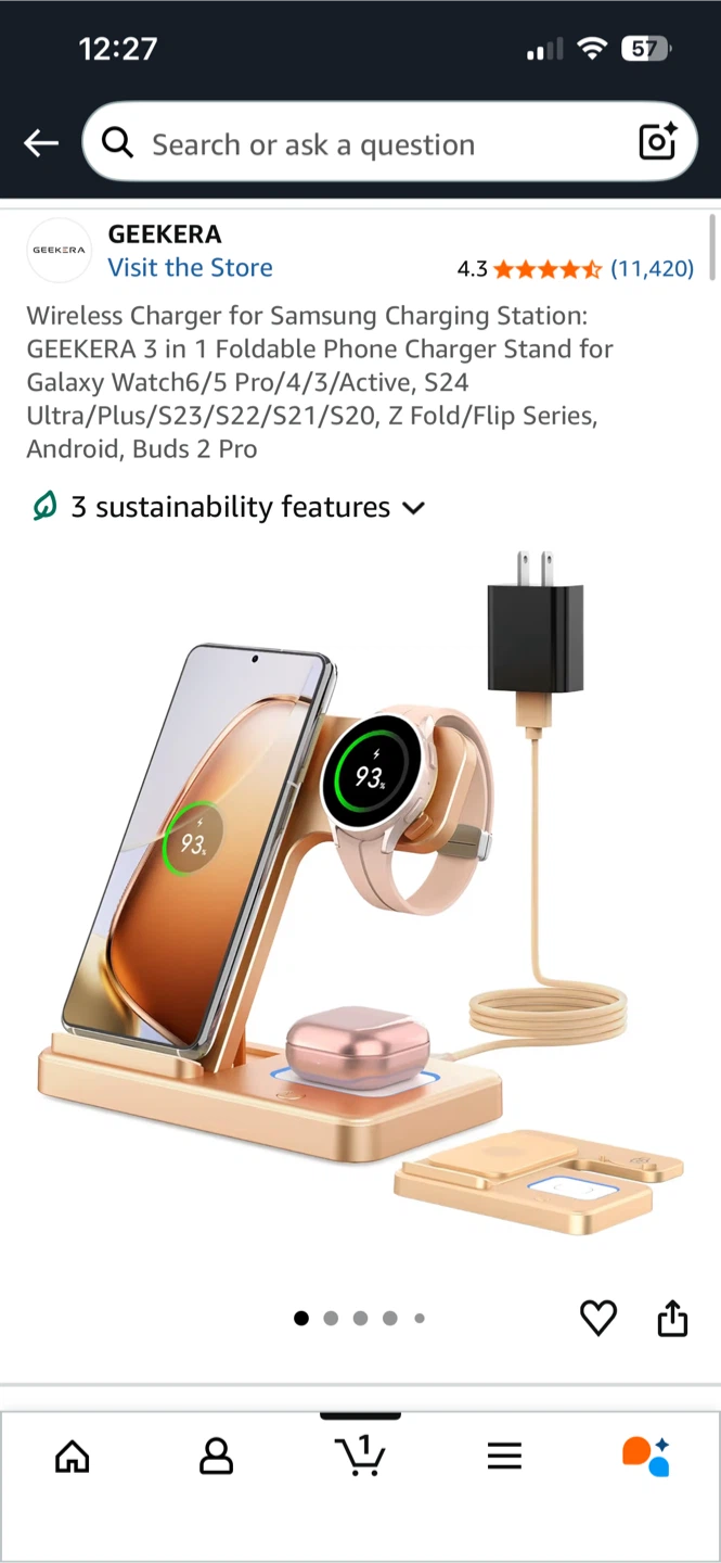 GEEKERA 3 in 1 Foldable Phone Charger Station - photo 2