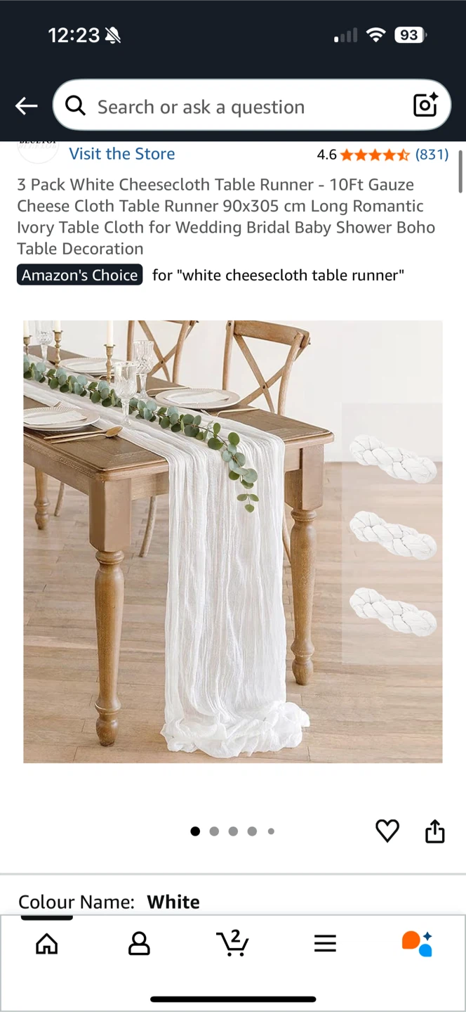 Wedding decor - White Cheesecloth Table Runner - 10ft