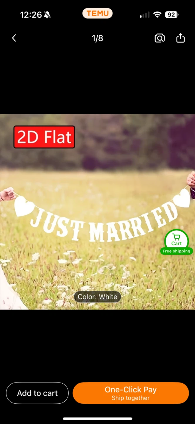 Just Married Banner - White