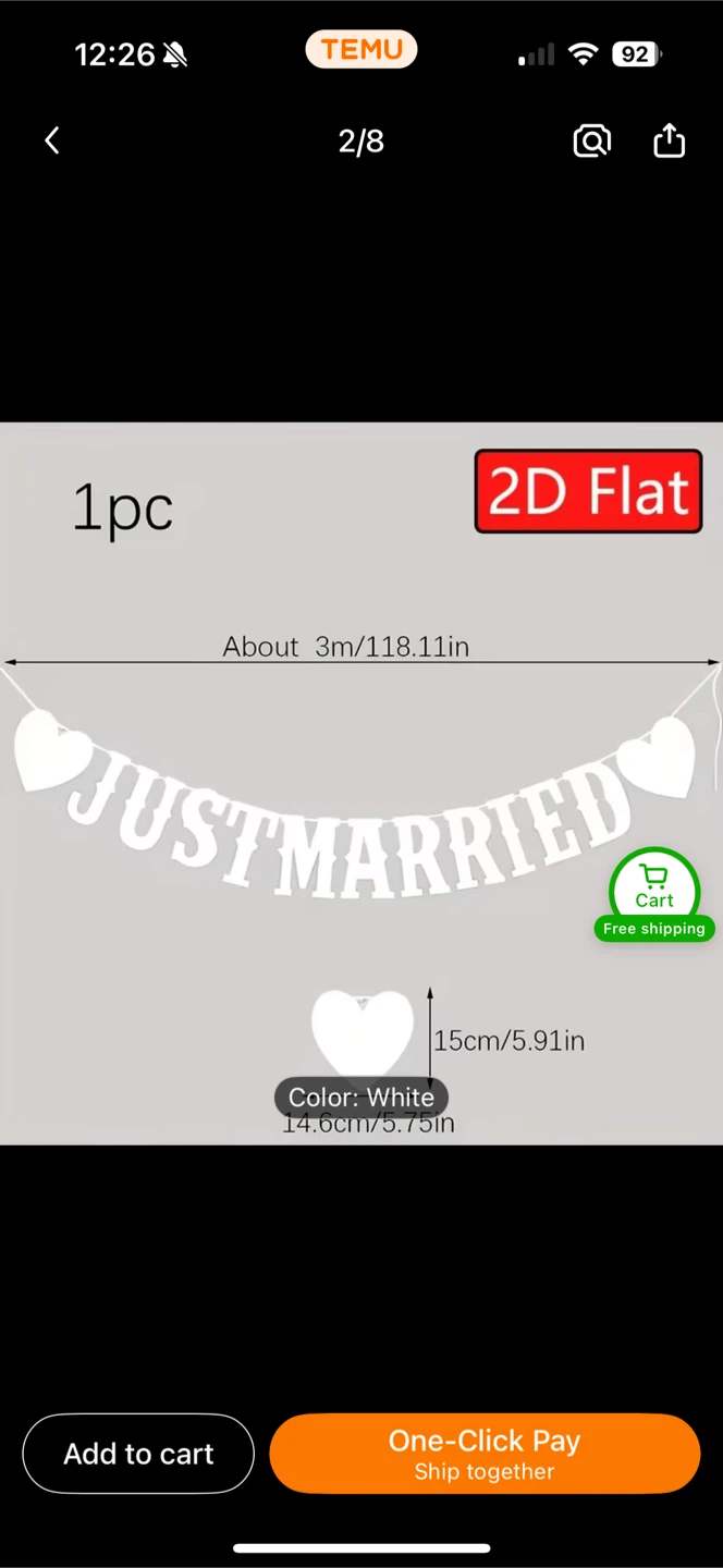Just Married Banner - White - photo 2
