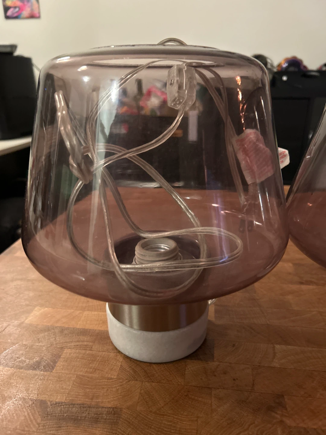 MUST GO Set of 2 Purple Glass Table Lamps - photo 2