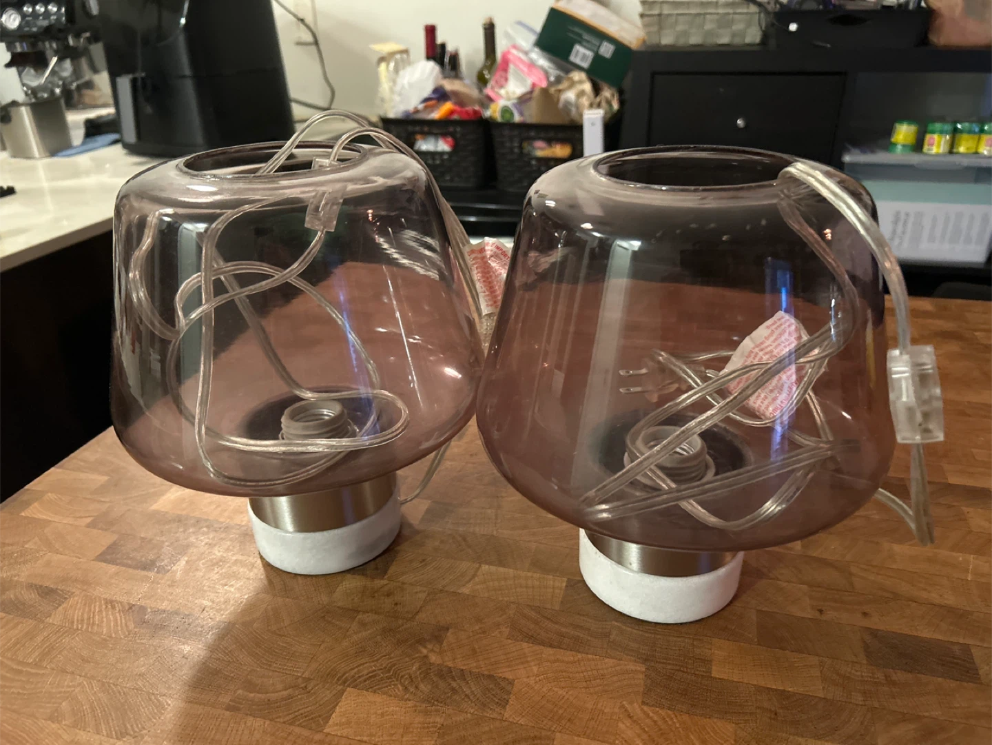 MUST GO Set of 2 Purple Glass Table Lamps - photo 4