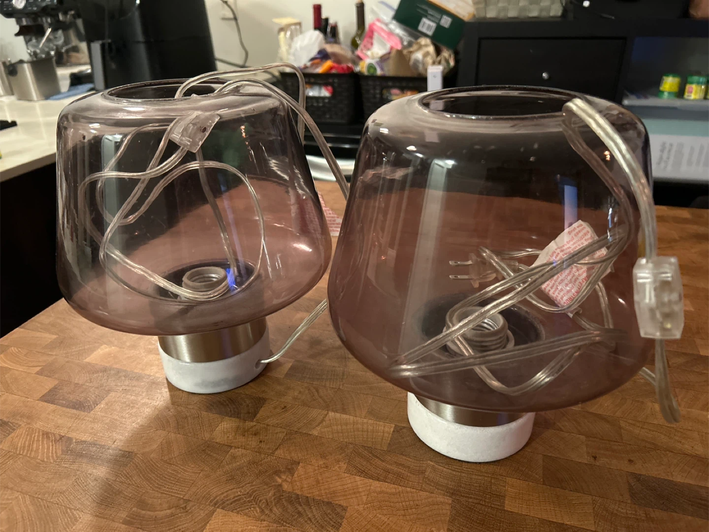 MUST GO Set of 2 Purple Glass Table Lamps