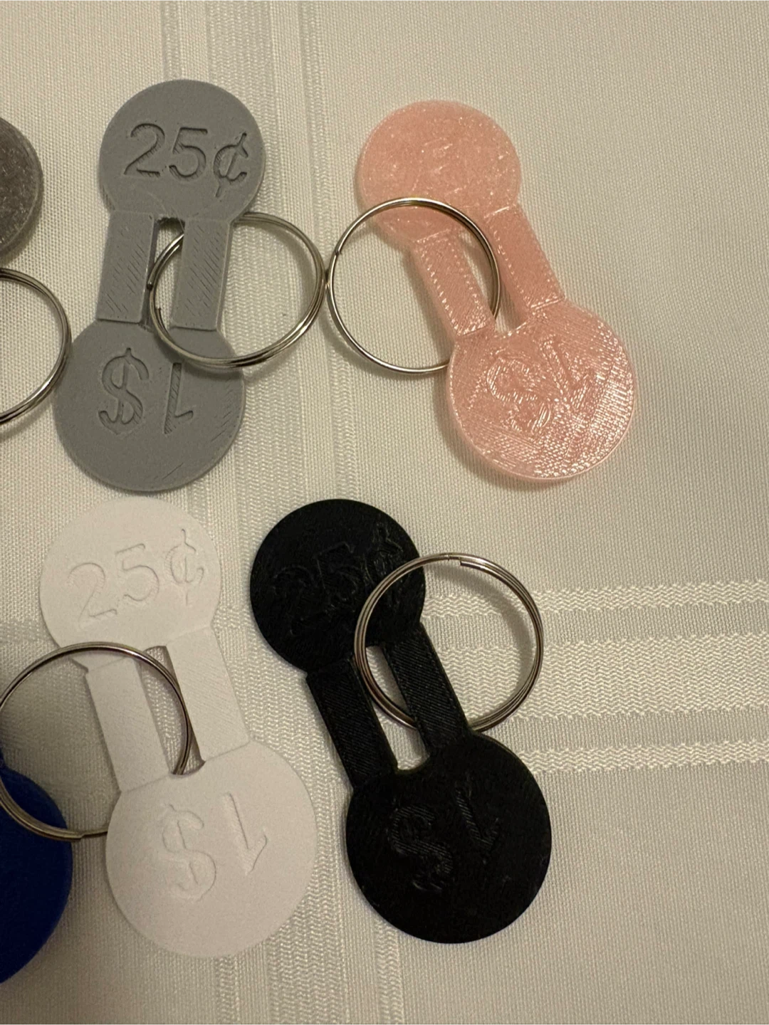 Assorted Colourful Shopping Cart Coin Keychains - photo 3
