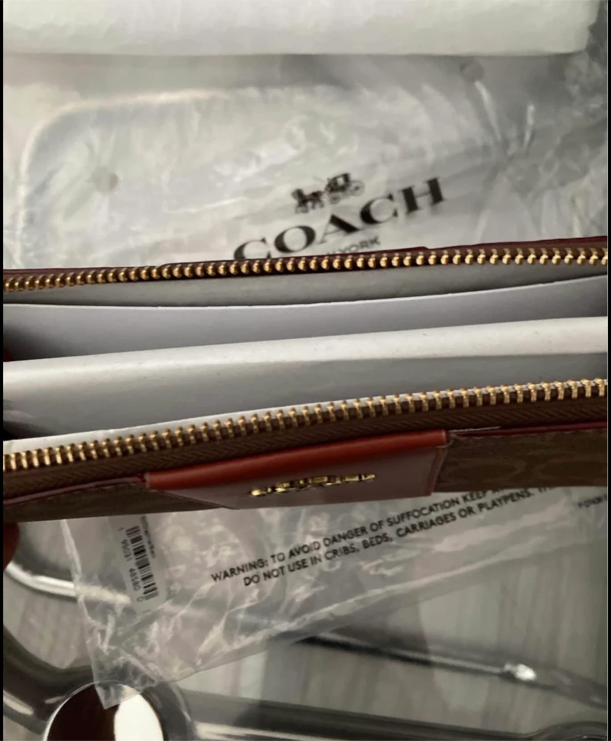 New Coach Brown Signature Long Zip Around Wallet - photo 2