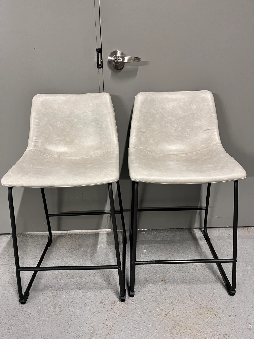 Walker Edison Grey Faux Leather Counter Chairs (Set of 2)