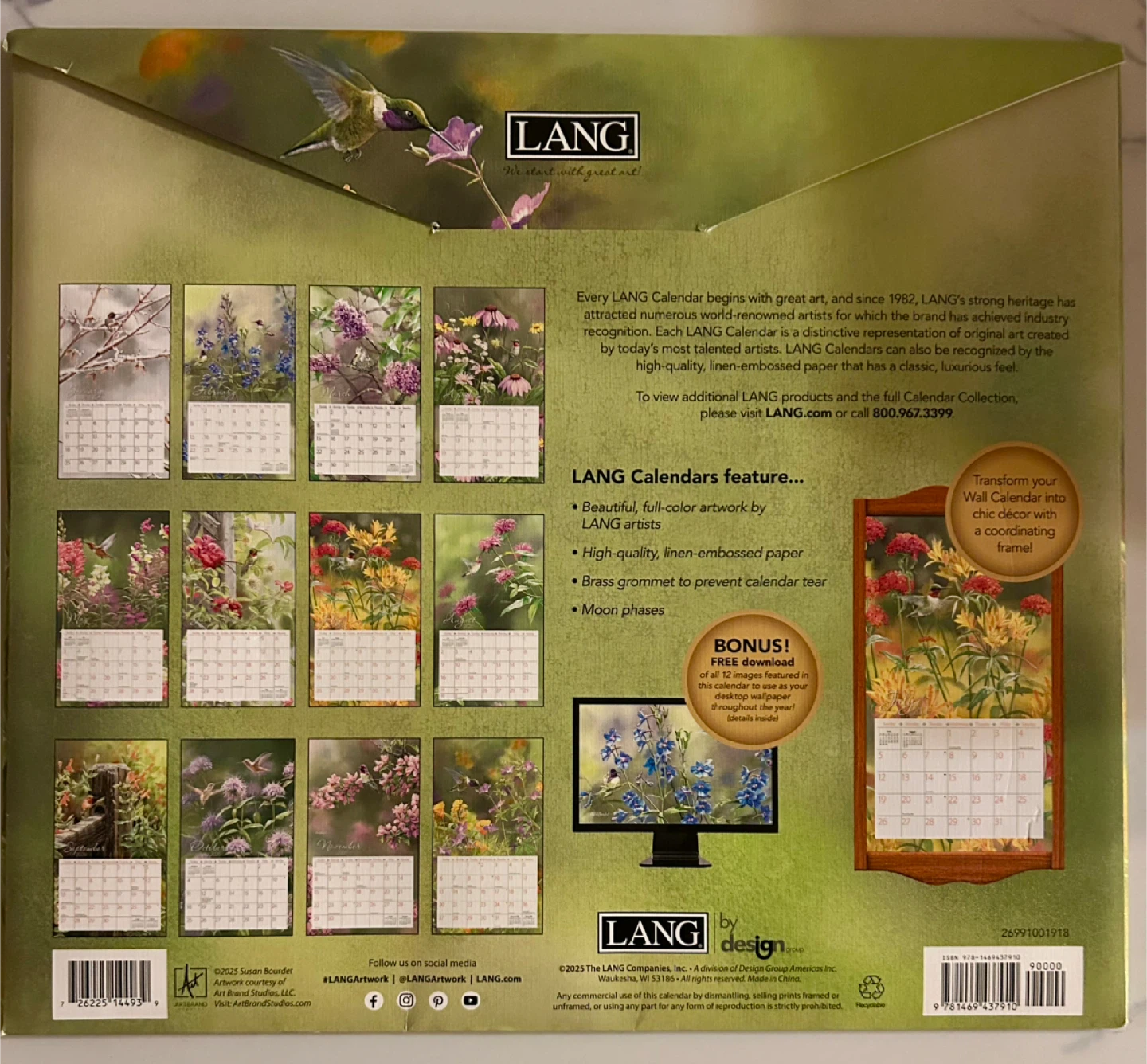 LANG Hummingbirds 2026 Calendar - New! - photo 2