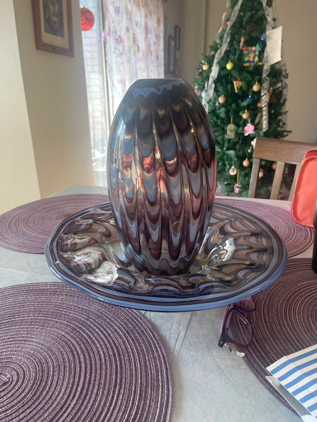 Murano Art Glass Vase and Bowl Set