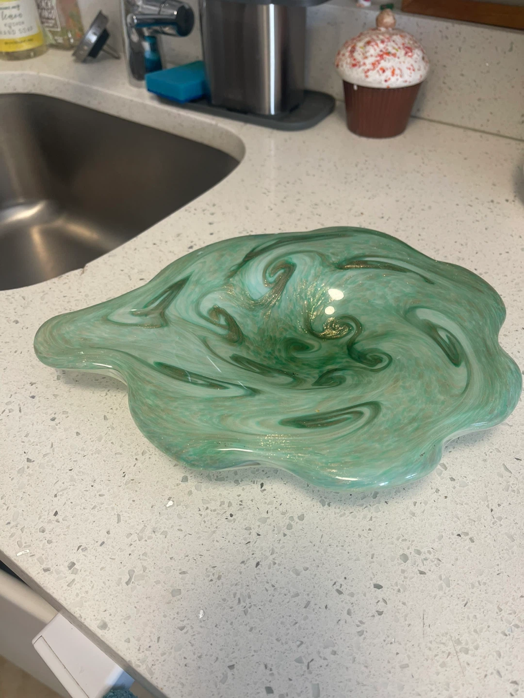 Green Decorative Glass Bowl
