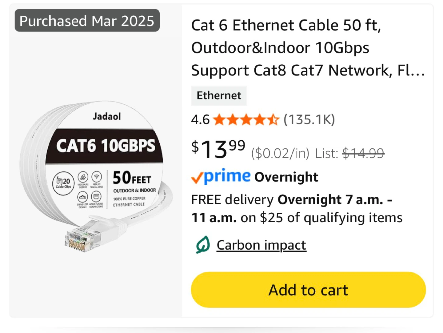Cat 6 Ethernet Cable 50 ft - photo 2