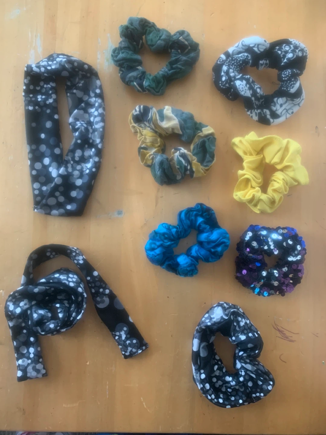 Assorted 7 Scrunchies, head band & Hair Tie