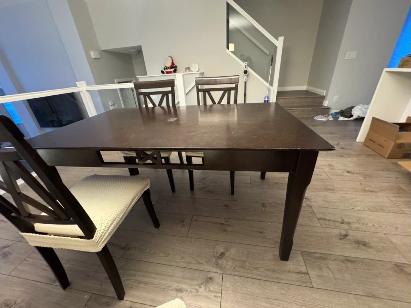 Dining Table with 4 Chairs - Dark Brown - photo 3
