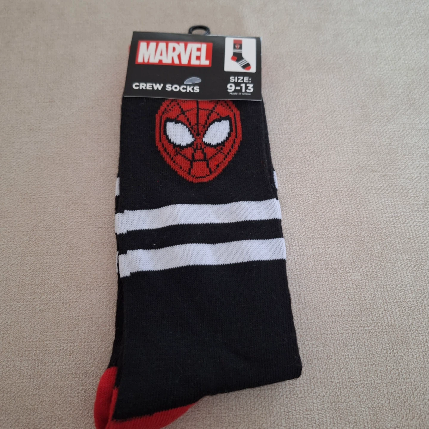 Marvel Spiderman Crew Socks Size 9-13