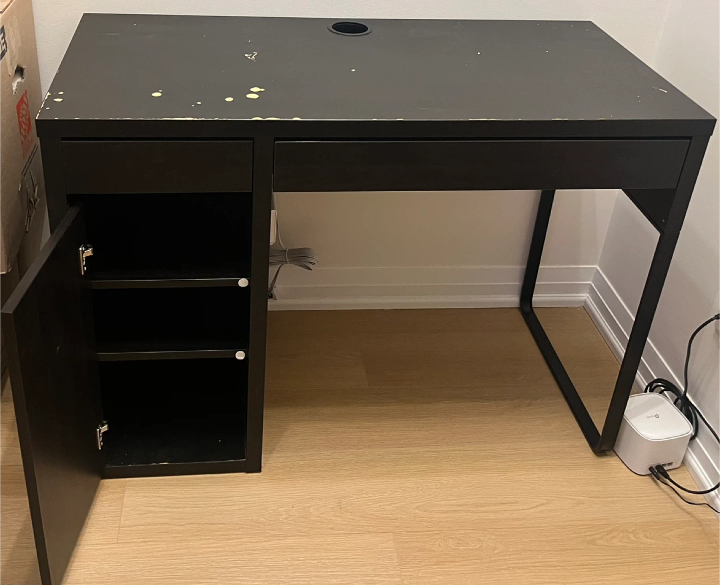 Dark Brown Computer Desk with Cabinets