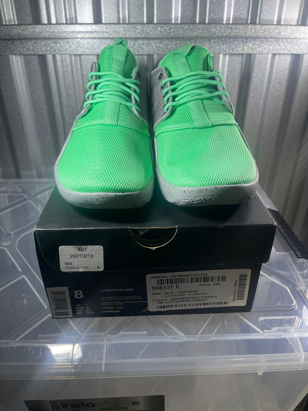 Jordan Eclipse Green/Grey, Size 8