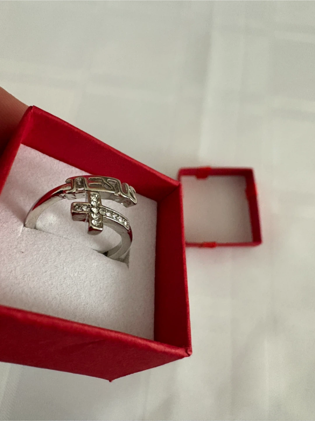 Silver Jesus Cross Ring in a Cute Gift Box - photo 2