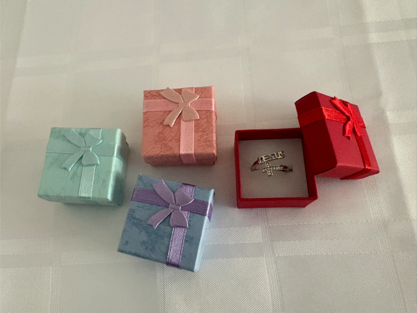 Silver Jesus Cross Ring in a Cute Gift Box - photo 3