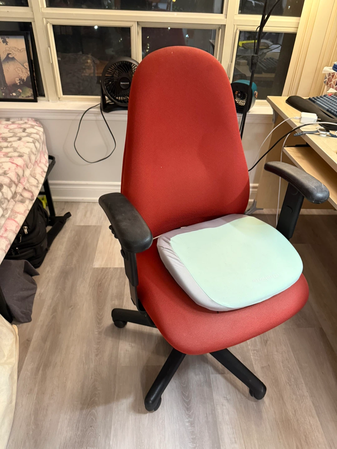 Red Office Chair with Seat Cushion