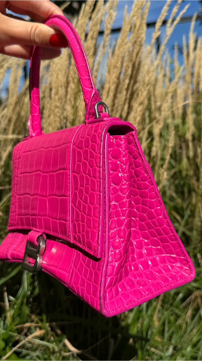 BALENCIAGA Hourglass Small Croc-Effect Leather Bag - photo 3