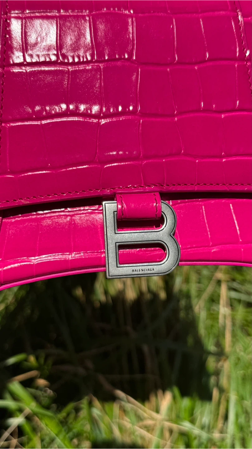 BALENCIAGA Hourglass Small Croc-Effect Leather Bag - photo 2