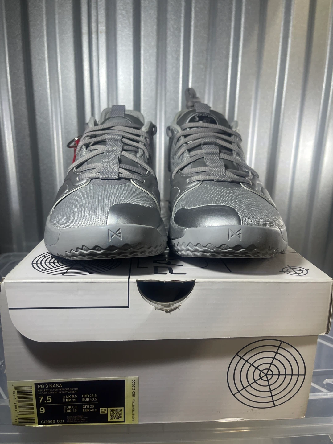 Nike PG 3 NASA Silver Shoes - Size 7.5