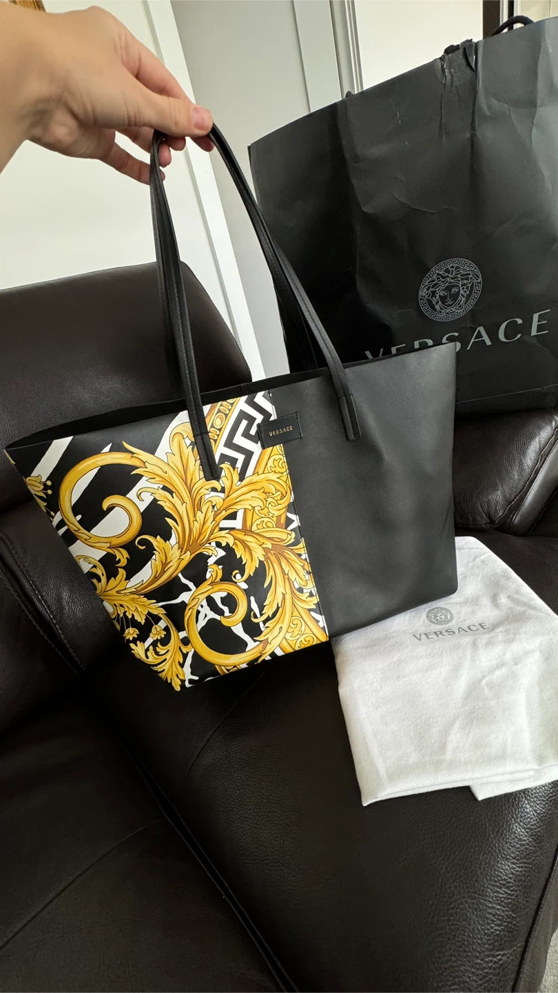 VERSACE Barocco Print Shopper Bag Black/Gold.