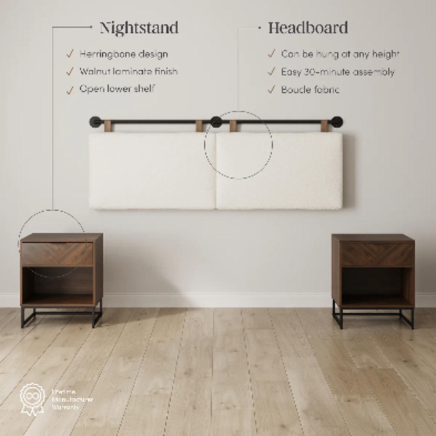 King Upholstered Headboard (Nathan James) - photo 4