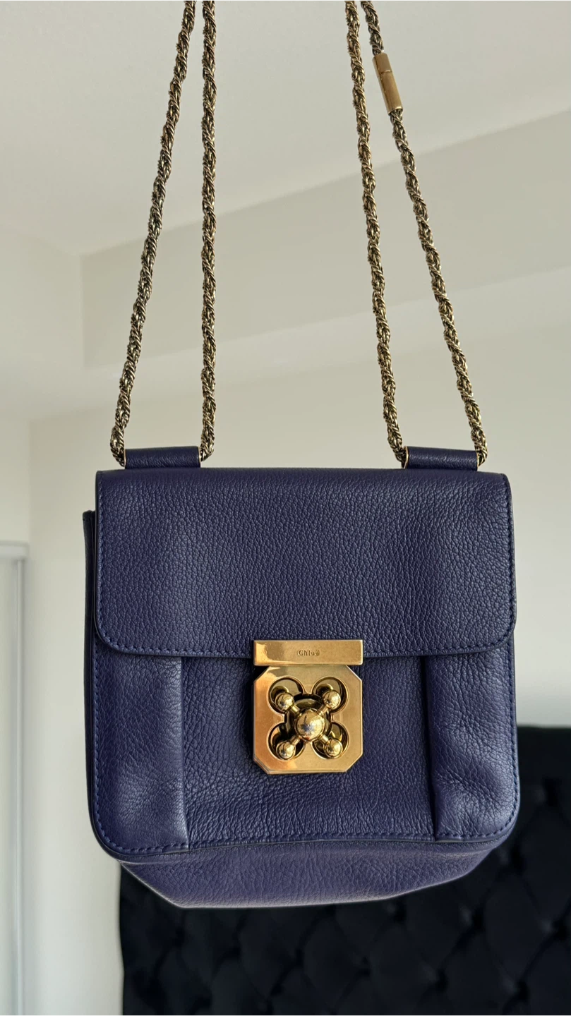 CHLOE Elsie Leather Handbag Blue Women.